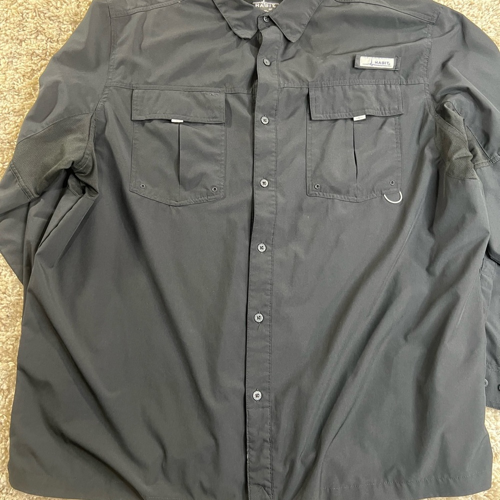 Habitat Men's Lightweight fishing shirts lot of 3 - Black, Gray, Blue - Picture 11 of 13